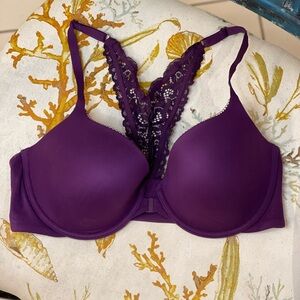 Victoria’s Secret Front Clasp Purple Racerback Push Up Bra - 36D